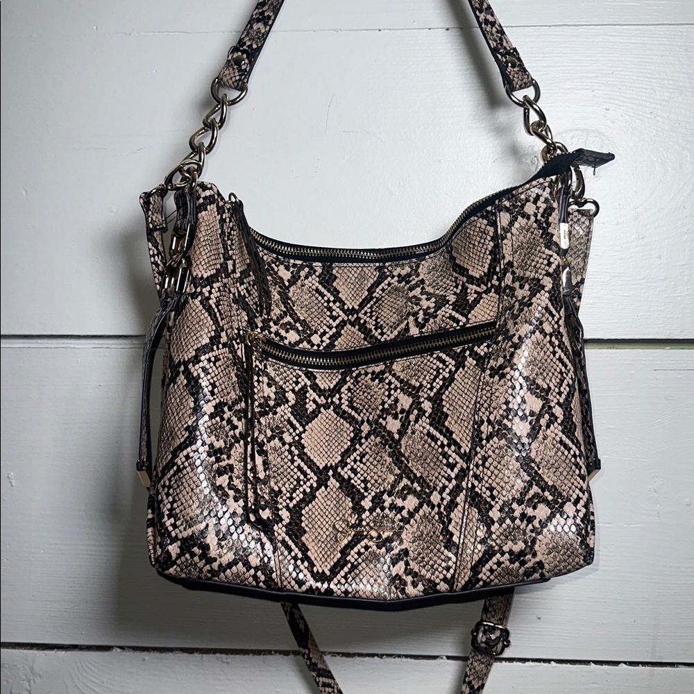 Jessica Simpson Black and Tan Crossbody Bag